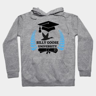 Silly Goose University - Flying Goose Black Design With Blue Details Hoodie